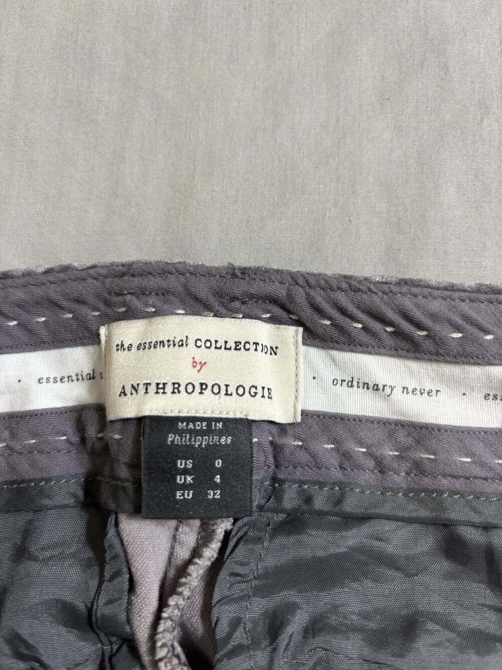 THE ESSENTIAL Anthropologie Gray velvet Velour pants Women's Size Zero 0 - Picture 6 of 7